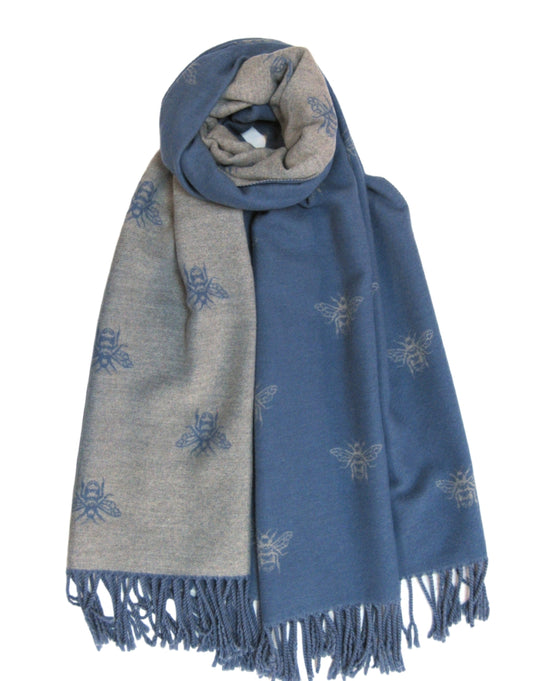 Beautiful Bee Denim Blue Scarf